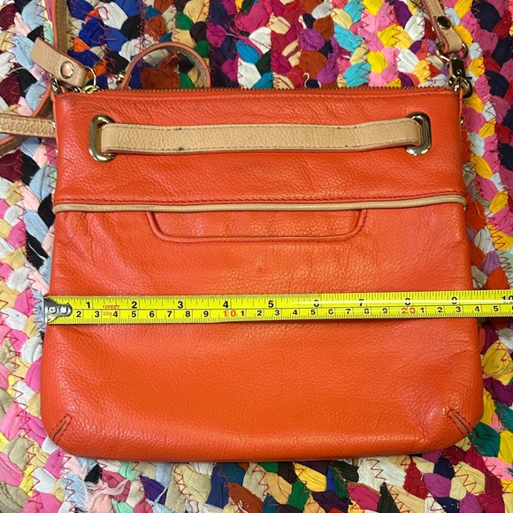 Emma Fox Orange Leather Crossbody Bag With Gold Hardware - Picture 8 of 9